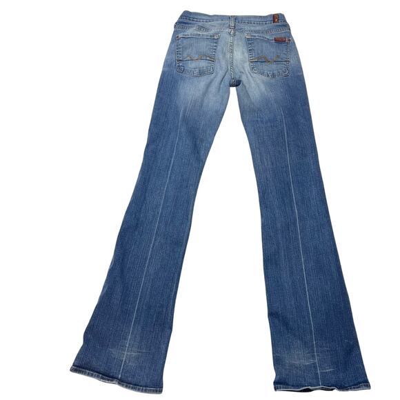 7 For All Mankind Bootcut Jeans Women 25W x 32L Distressed Dark Washed Denim - Picture 2 of 11